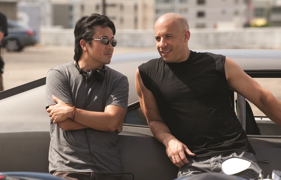 Vin Diesel e o diretor Justin Lin em 'Velozes e Furiosos'