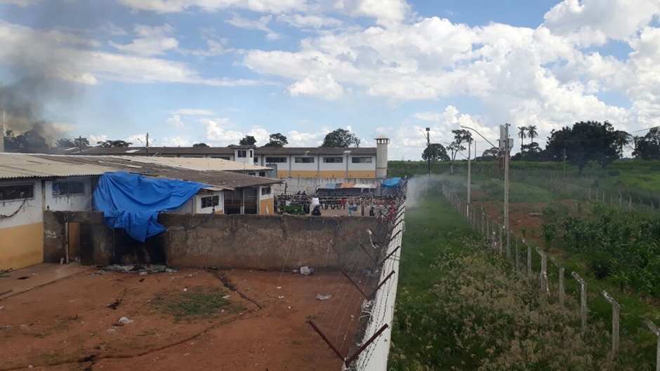 Rebelião de 1º de Janeiro de 2018 no semiaberto em Aparecida de Goiânia: 9 mortos (Foto: Reprodução)