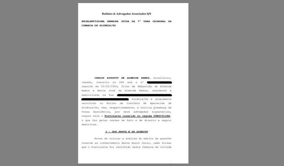 Defesa pede cumprimento em prisão domiciliar, regime aberto, ou o cumprimento do que o STJ já definiu: semiaberto (Foto: Reprodução)