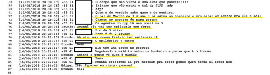 Trecho de ameaças (Reprodução)