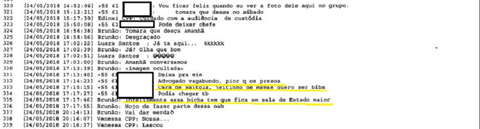 Trecho de ameaças (Reprodução)