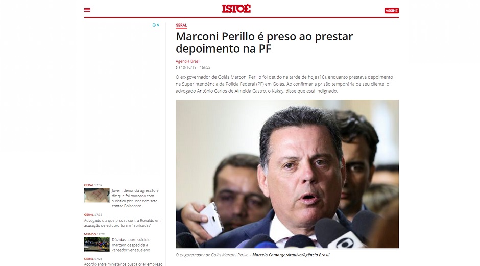 IstoÉ: Marconi Perillo é preso ao prestar depoimento na PF" (Foto: Reprodução)