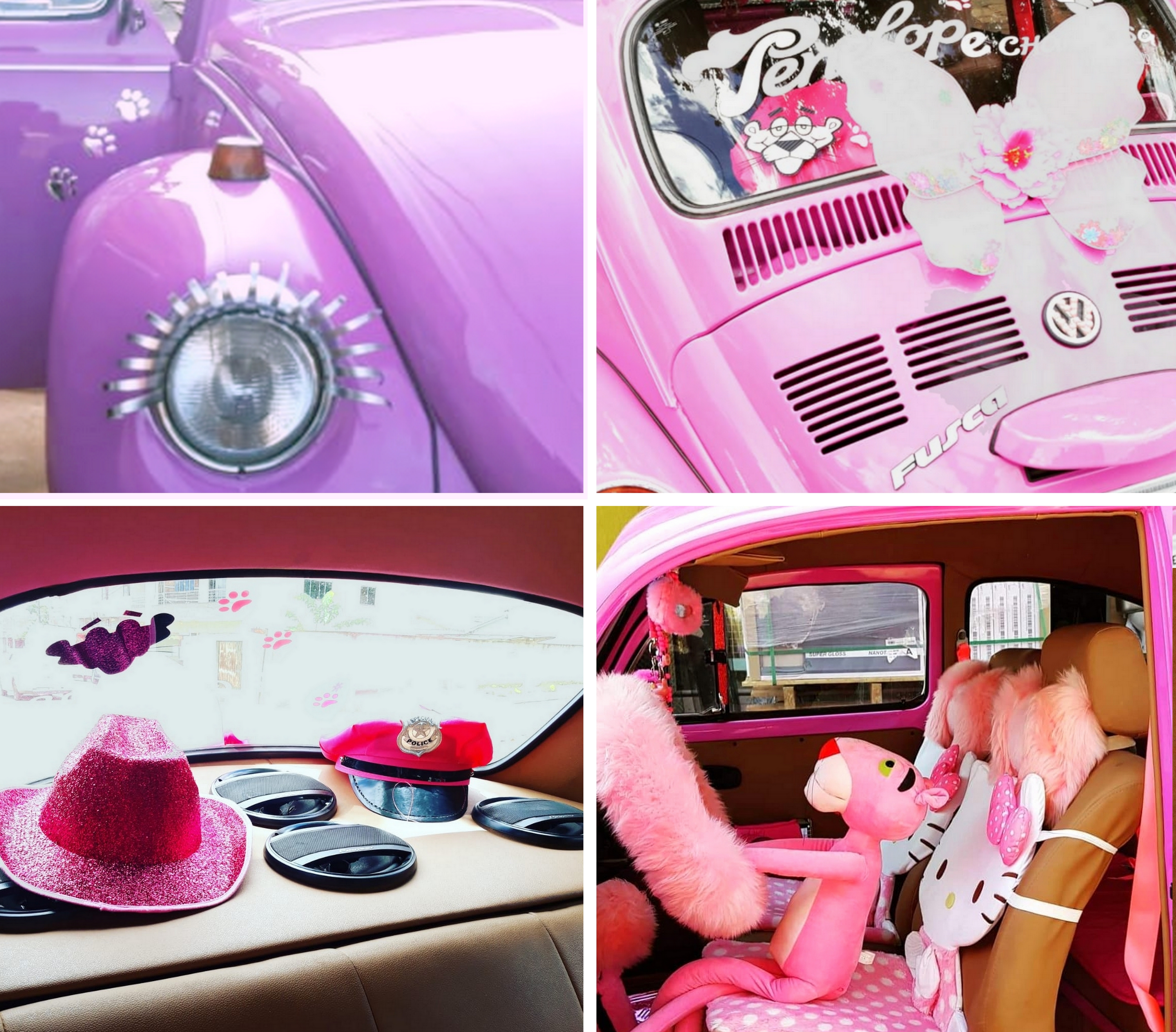 Pelúcia, chapéus, adesivos, Hello Kitty, asas e até cílios compõe a Penélope (Fotos: Arquivo pessoal / Lailla Cristina)