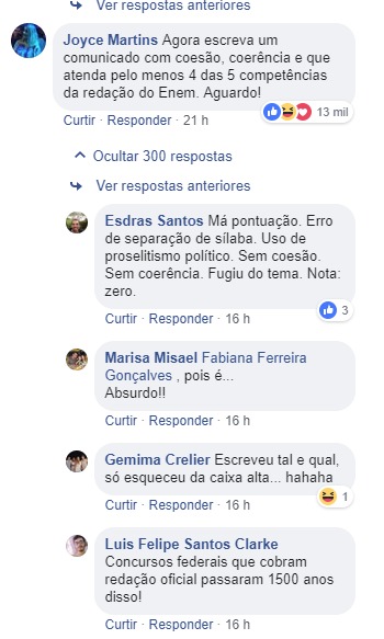 A nota do Mec gerou repercussão nas redes sociais (Foto: Reprodução / Facebook)