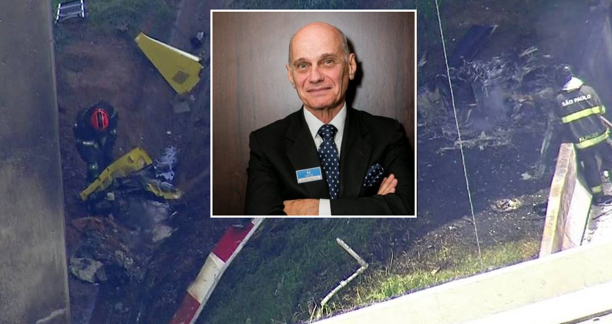 Helicóptero que tinha como passageiro Ricardo Boechat caiu em cima de um caminhão (Foto: Reprodução)