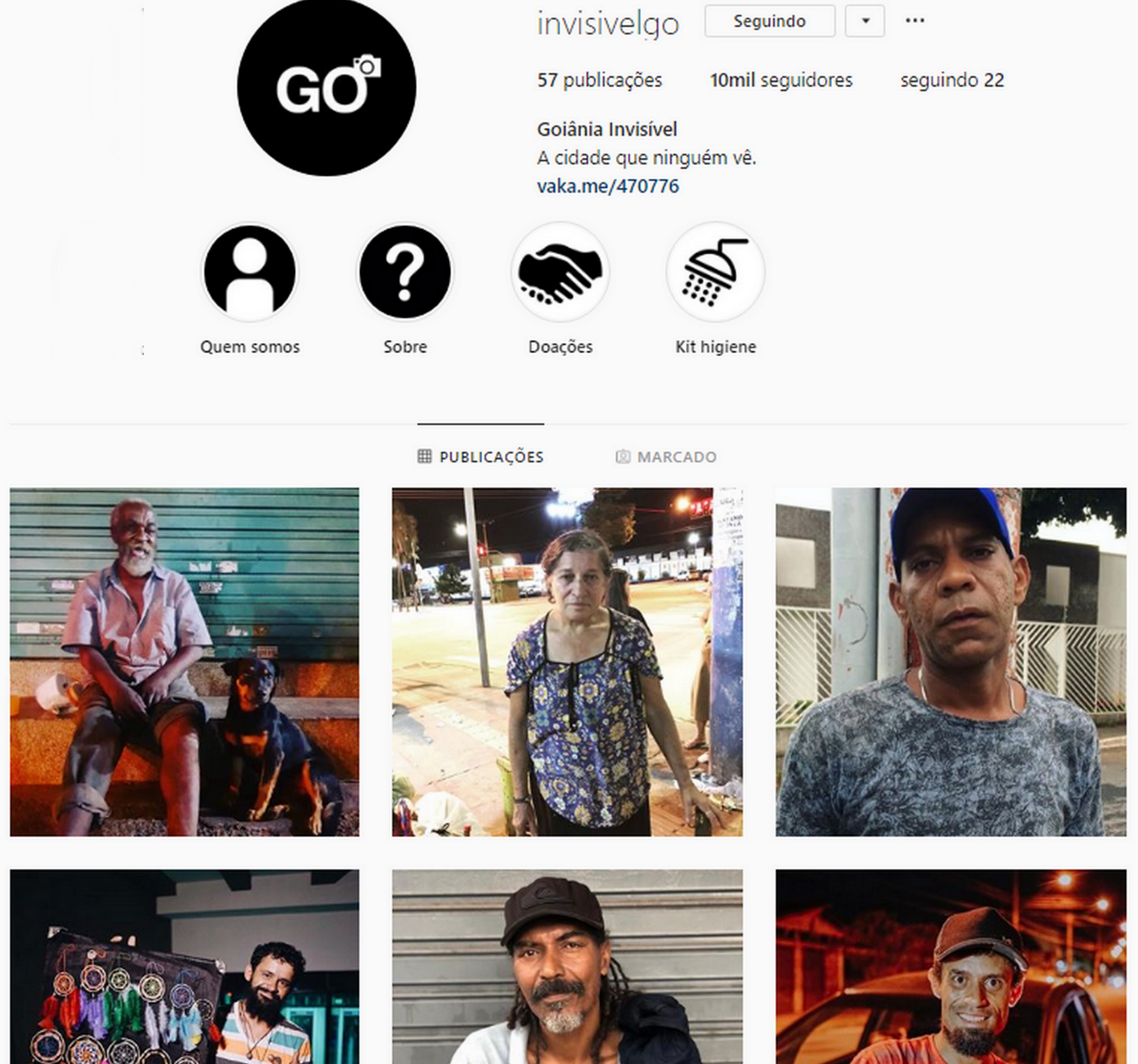 Layout do 'InvisívelGo' no instagram. Projeto tem mais de 10 mil seguidores (Foto: Reprodução/Instagram)