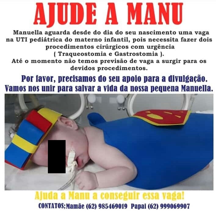 Publicação compartilhada no Facebook pela família de Manuella (Foto: Reprodução/Facebook)