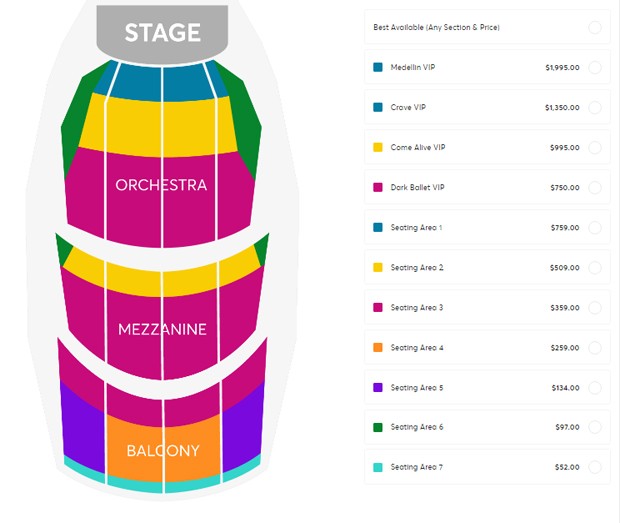 Mapa dos assentos e preços para o show de Madonna (Foto: Divulgação)