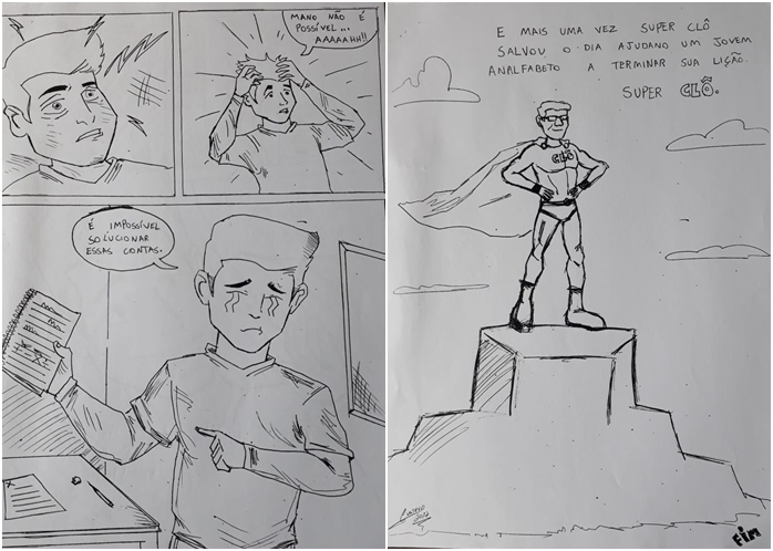 Aluno desenhou professor como super-herói que o ensinou matemática (Foto: Reprodução)