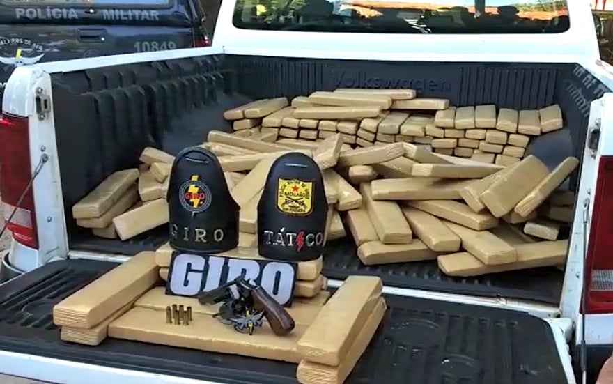 200 kg de maconha foram apreendidos pela Polícia Militar (Foto: Divulgação/PM)