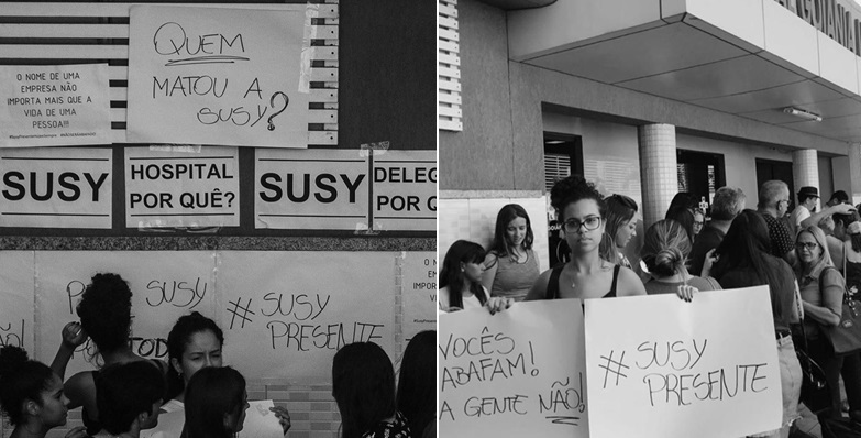 Estudantes e familiares de Susy organizaram manifestação em frente ao Hospital Goiânia Leste (Foto: Reprodução/Redes Sociais)