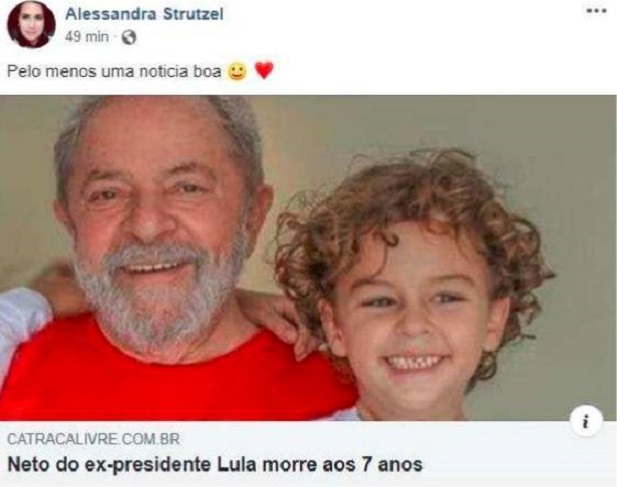 Post da blogueira Alessandra Strutzel que motivou a ação (Foto: Reprodução)