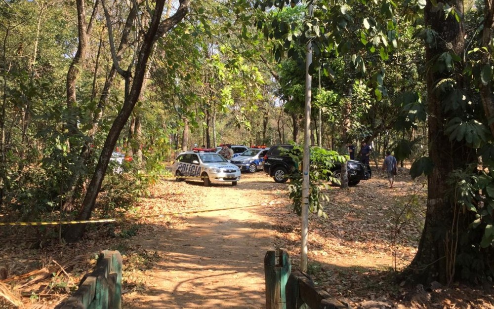 Corpo foi encontrado dentro do lago do Parque Botafogo, em Goiânia (Foto: Fábio Castro/TV Anhanguera)
