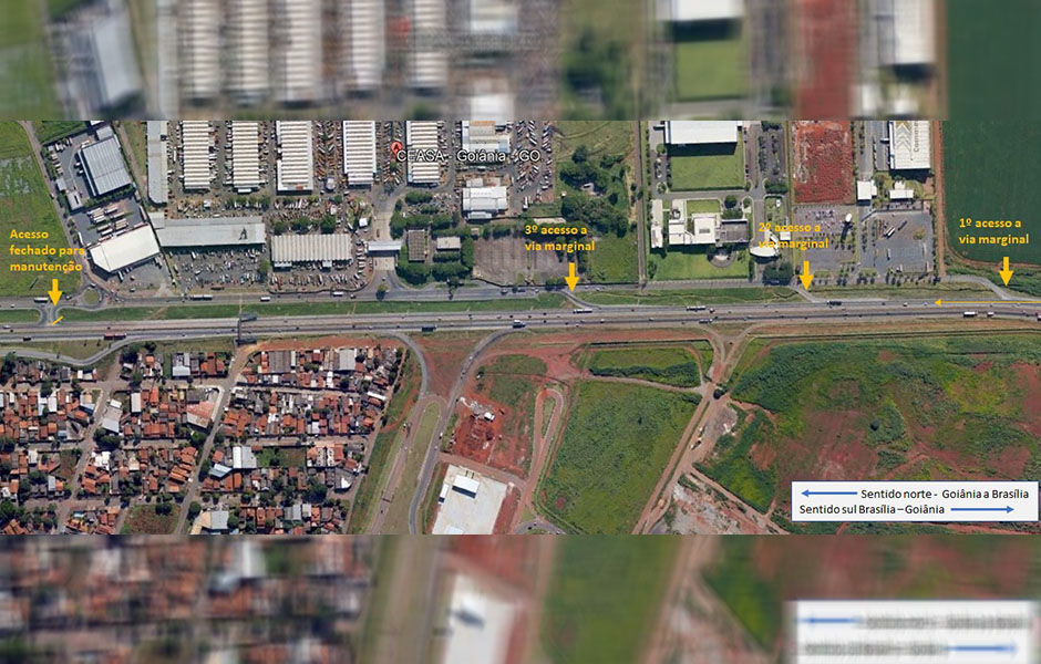 Opções de acesso à pista marginal à BR 153 (Foto: Divulgação / Triunfo Concebra)