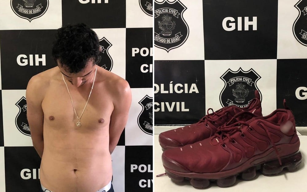 Homem foi preso e tênis apreendido em caso que investiga homicídios a mando de traficantes (Foto: PC)