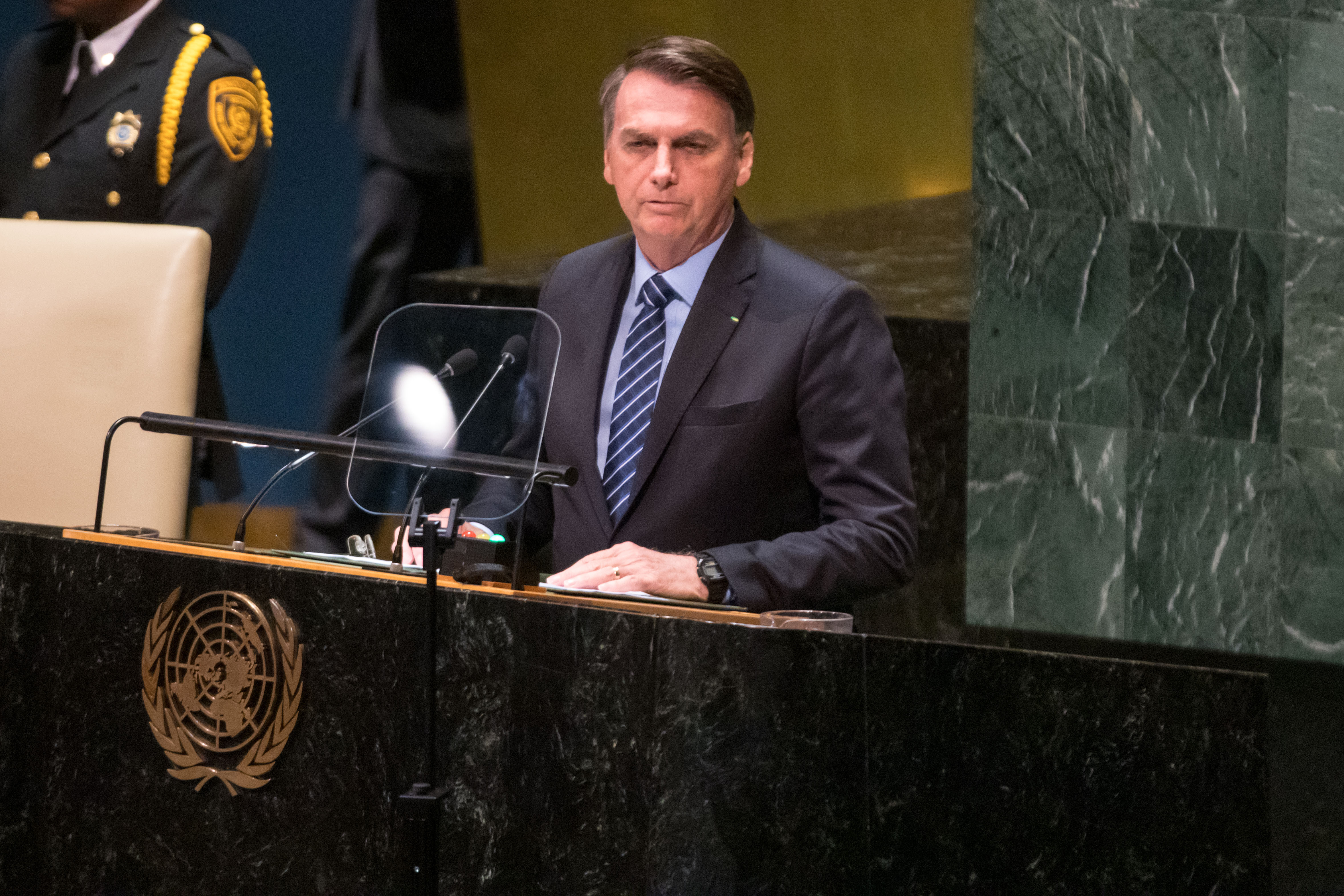 Jair Bolsonaro, presidente do Brasil, fala durante abertura da 74ª Assembleia Geral da Organização das Nações Unidas (ONU) em Nova York, nos Estados Unidos