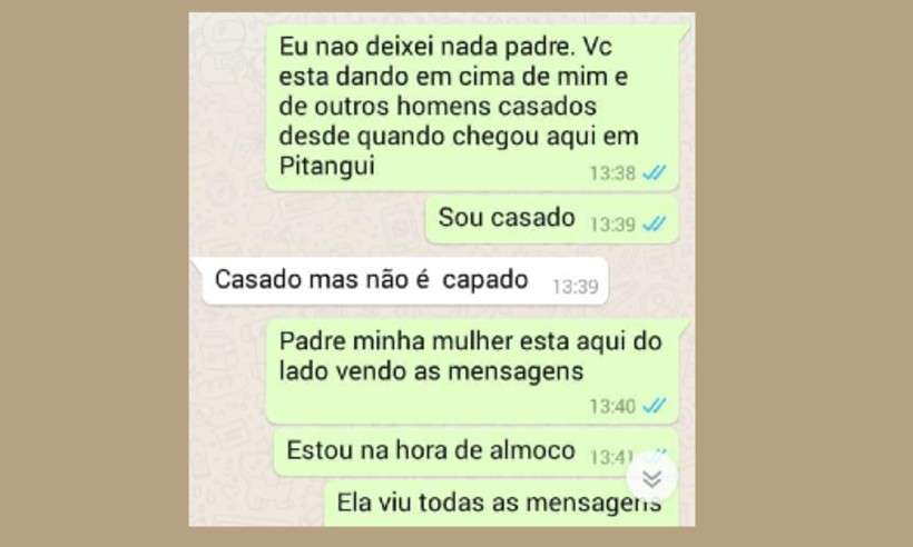 WhatsApp entre o padre e o suposto amante (Foto: Reprodução/Redes sociais)