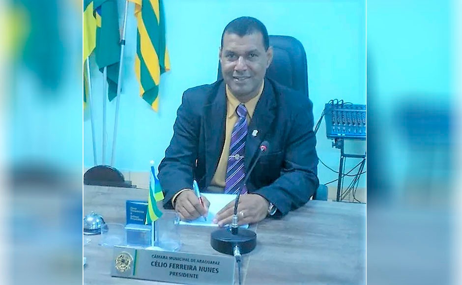 Célio Ferreira Nunes (PTC), presidente da Câmara de vereadores de Araguapaz, se apresentou à Polícia nesta quarta-feira (18) e foi liberado pois se recupera de uma cirurgia. (Foto: Reprodução)