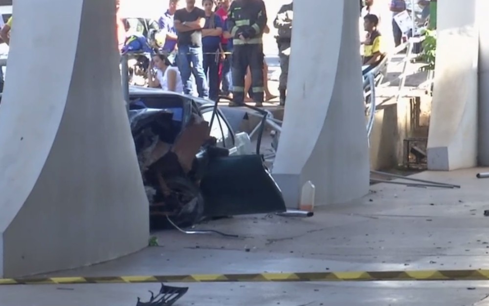 Nilton Rodrigues que atropelou e matou o farmacêutico Murilo Pedatella Jaime, que estava em um patinete, passa por audiência de custódia, no fórum de Anápolis, na tarde desta segunda-feira (9). (Foto: Reprodução/TV Anhanguera)