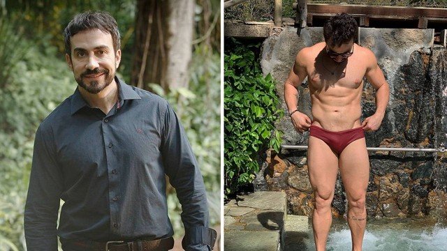 Personal goiano Leandro Ferreira é confundido com o Padre Fábio de Melo em foto usando sunga vermelha