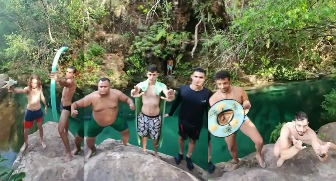 Goianos recriam cena de 'Os Vingadores' em cachoeira e viraliza na web