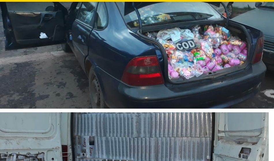 Veículos cheios de cigarros falsificados vindos do Paraguai
