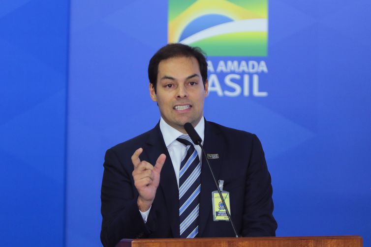 O secretário especial de desburocratização,Paulo Uebel, durante a solenidade de assinatura da medida provisória da liberdade econômica