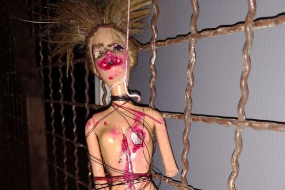 Boneca vodu foi encontrada pela vitima na frende de sua casa em Tubarão, Santa Catarina. Segundo processo, esta foi uma tentativa de intimidar a mulher (Foto: TJSC)