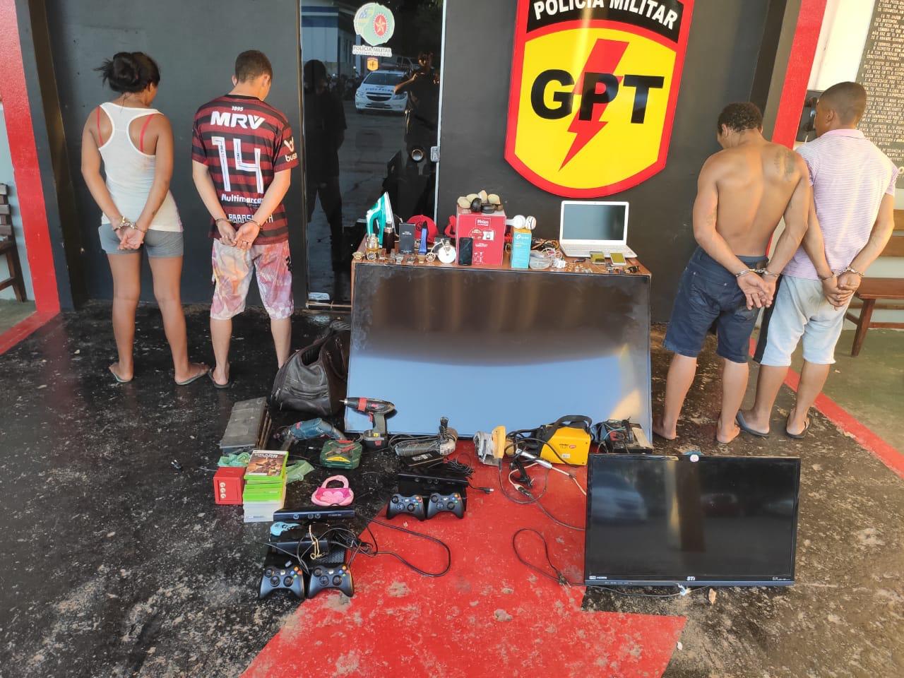 Dois homens suspeitos de cometer furtos em duas residências de Goianésia, na região central do estado, foram presos neste domingo (30). (Foto: Divulgação/PM)