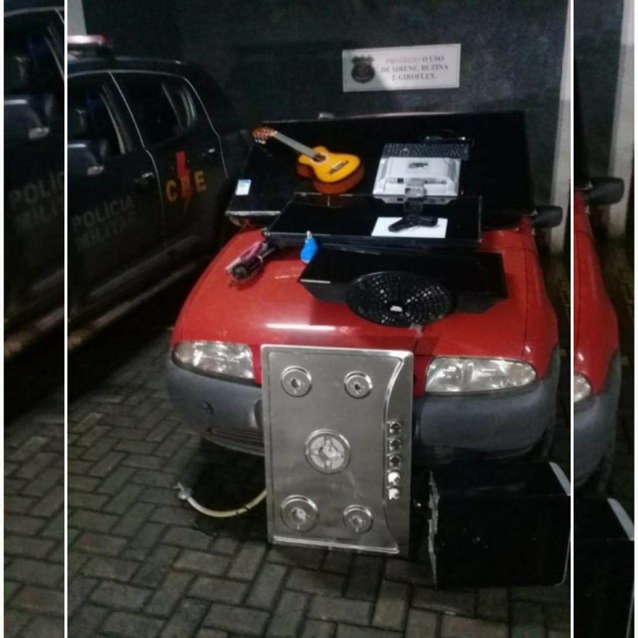 Uma mulher e o filho dela, de apenas quatro anos, foram feitos reféns durante um assalto em Goiânia, na madrugada desta terça-feira (28). (Foto: Divulgação/PM)