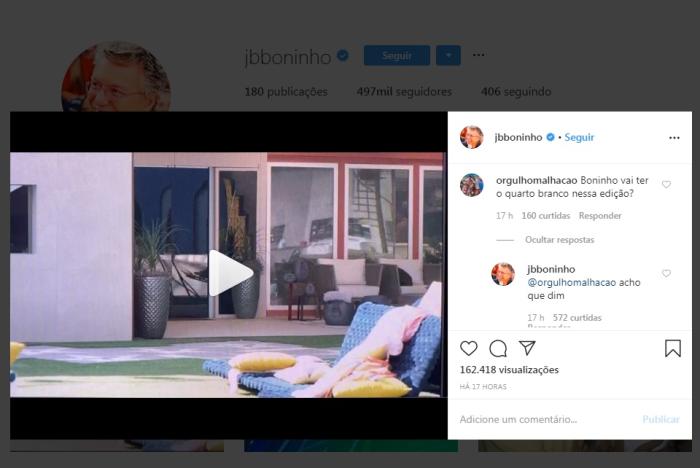 BBB 20: Boninho cogita uso do quarto branco nesta edição