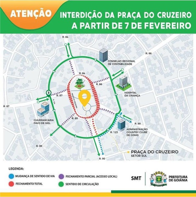 SMT espera liberar trânsito na Praça do Cruzeiro em até 15 dias