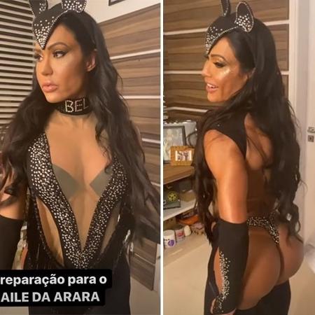 Gracyanne vai a baile de Carnaval usando coleira com nome de Belo