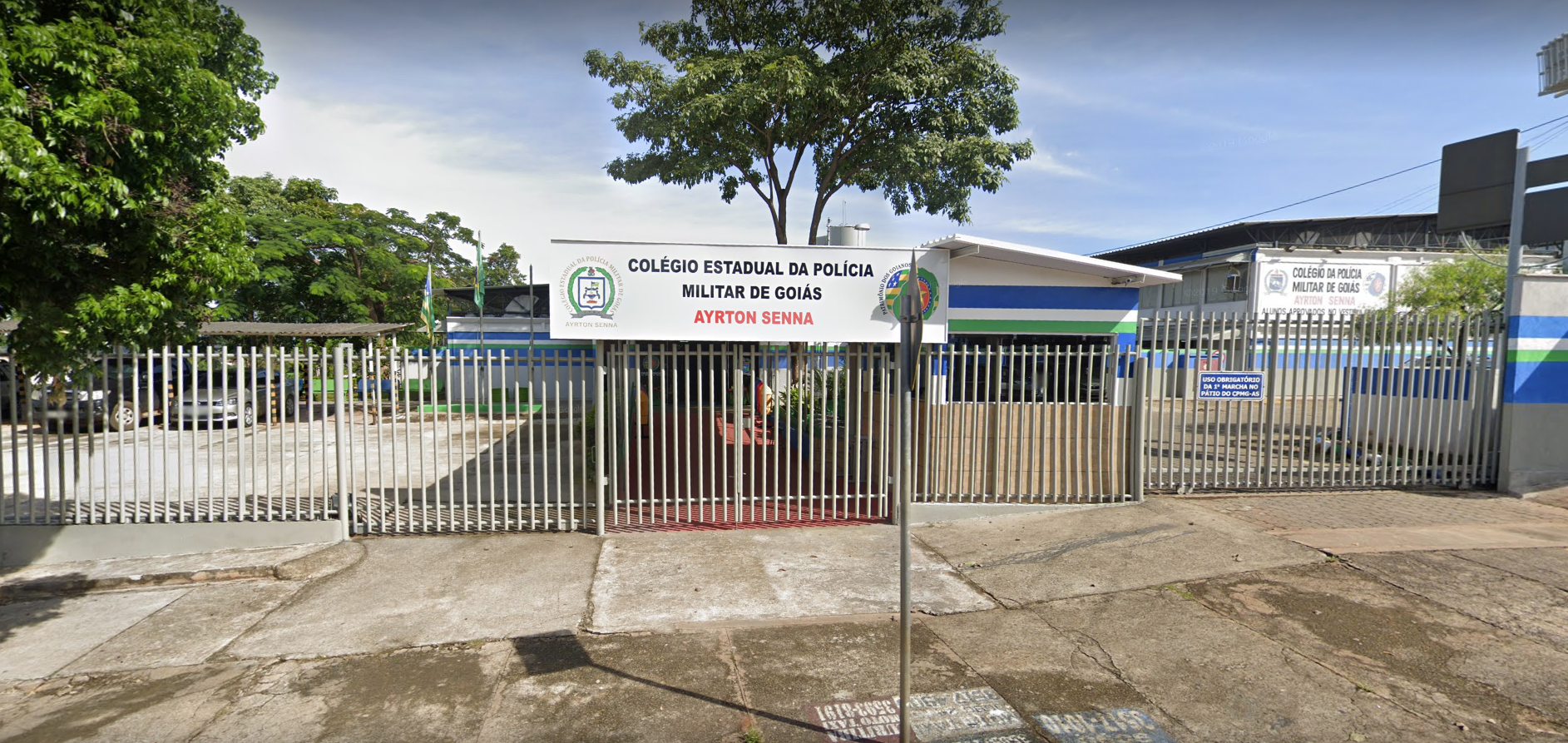 Colégio Estadual da Polícia Militar de Goiás Ayrton Senna. (Foto: Reprodução / Google Street View)
