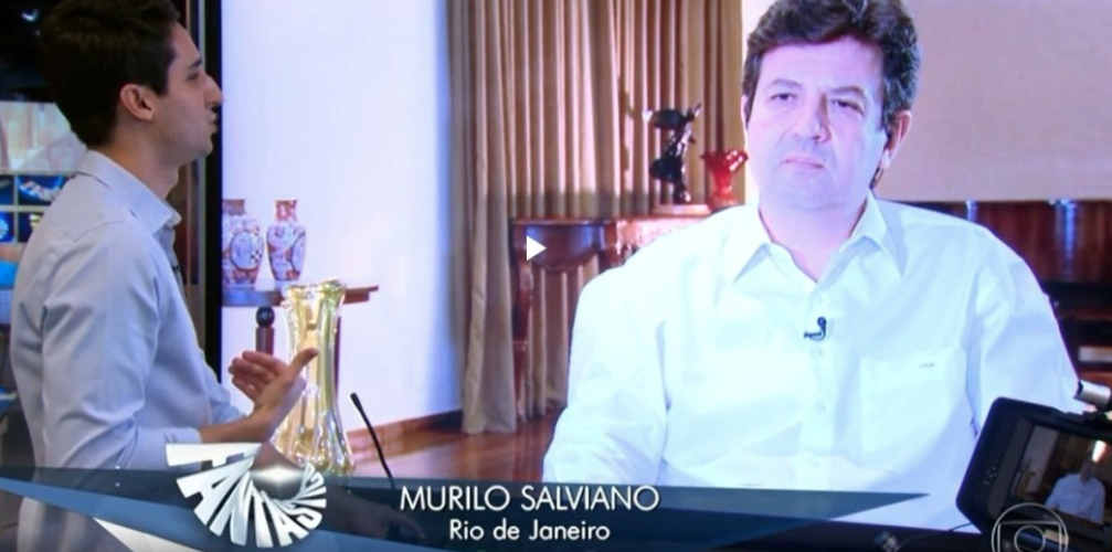 Ministro Luiz Henrique Mandetta concede entrevista ao Fantástico direto do Palácio das Esmeraldas, em Goiânia (Foto: Reprodução)