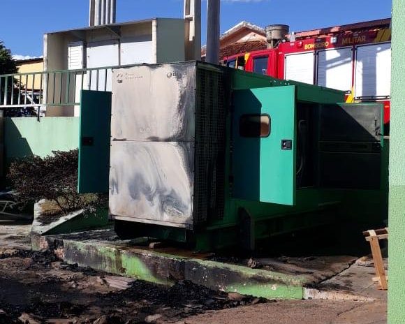 Um incêndio supostamente criminoso atingiu o gerador do Hospital Municipal de Rio Verde, que atende pacientes infectados com o novo coronavírus. Foto: reprodução