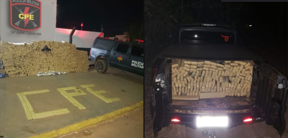 Carga apreendida em Chapadão do Céu (Foto: divulgação/PM)