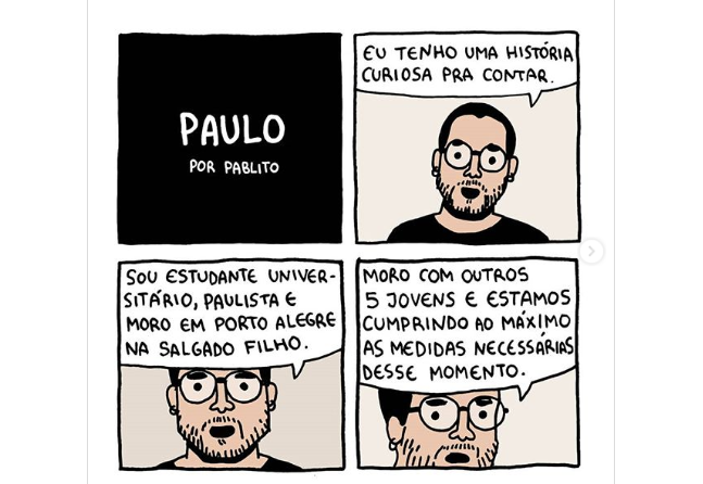 Reportagem em quadrinhos de idoso que faz amizade com jovens pela janela de prédio viraliza