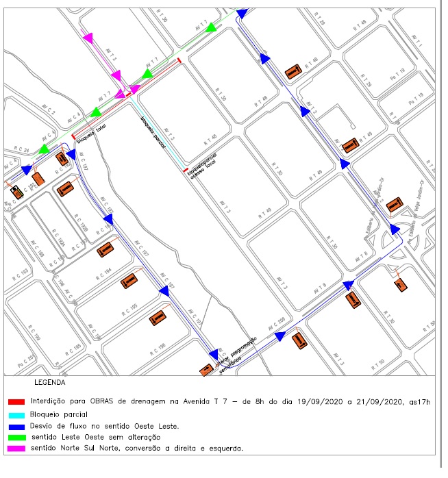 Trecho da Avenida T-7 será interditado neste sábado (19)