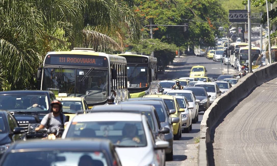 Trânsito em uma das saídas do Túnel Rebouças, no Rio de Janeiro (Foto: Pablo Jacob / O Globo)