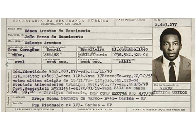 Passaporte de Pelé (Arquivo pessoal)