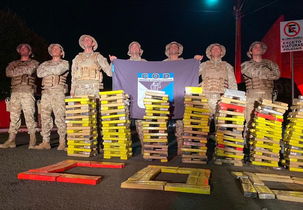 Apreensão de maconha em Santa Rita do Araguaia (Foto: PMGO)