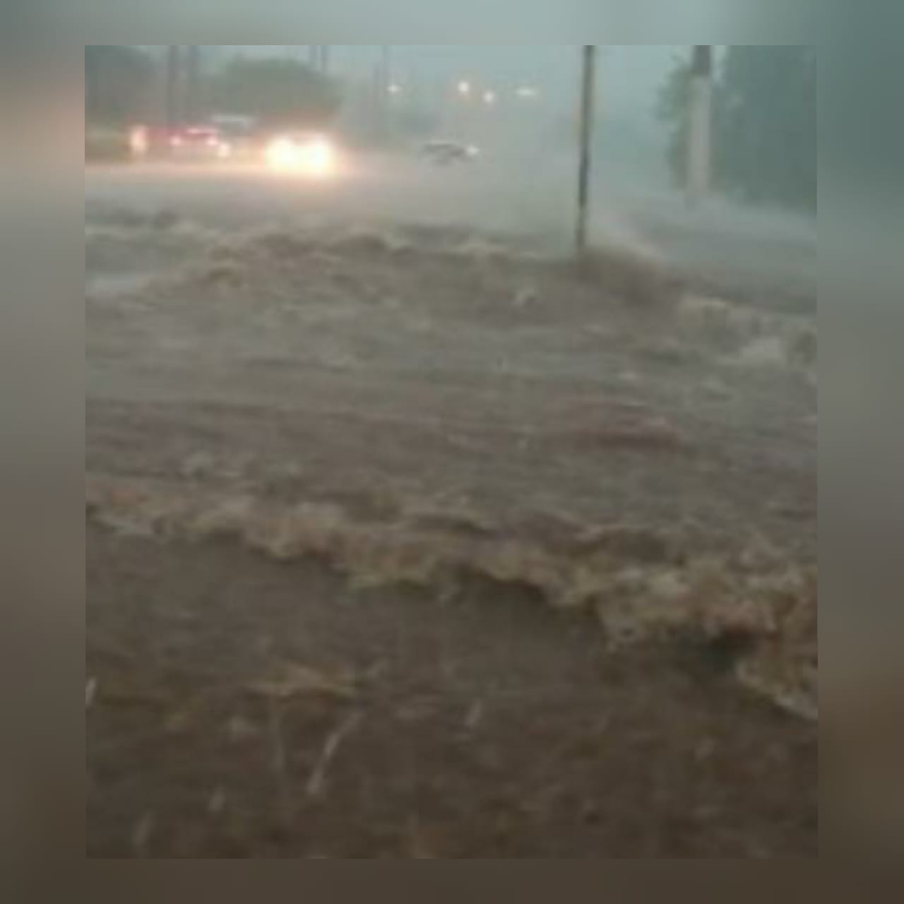 A forte chuva da tarde de segunda-feira (26) causou alagamentos, inundações e queda de árvores em Jataí. (Foto: reprodução)