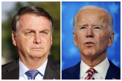 Presidente do Brasil, Jair Bolsonaro, e presidente eleito dos EUA, Joe Biden (Foto: internet)