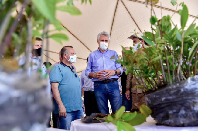 Governador Ronaldo Caiado ao lado do ministro do Desenvolvimento Regional, Rogério Marinho (Foto: Governo do Estado)