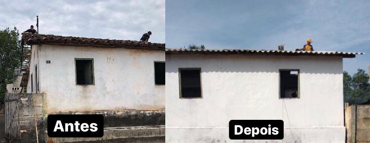 Policiais se reúnem para reformar casa de idoso em situação de desalojamento em Itapuranga (Foto: PM)