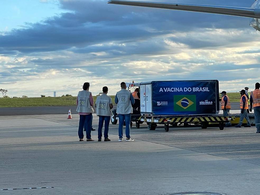 Carga com 2,1 milhões de doses da vacina Coronavac chega a Campinas