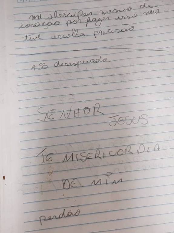 Trecho do bilhete deixado pelo responsável pelo furto (Foto: Arquivo Pessoal)