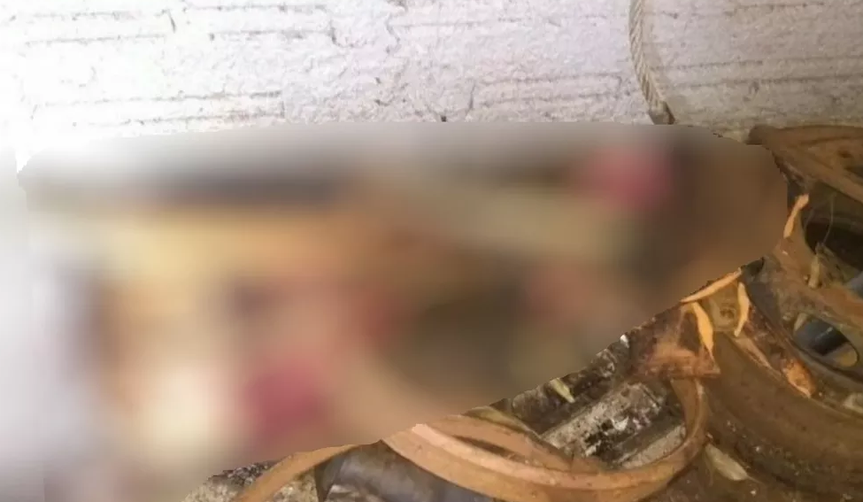 Suspeito teria matado a mulher com uma faca e escondeu corpo em meio a telhas, em Jataí (Foto: Reprodução PM)