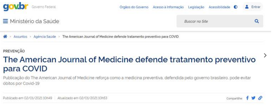 Postagens do Ministério da Saúde sobre 'tratamento precoce' (Foto: Reprodução / Redes Sociais)